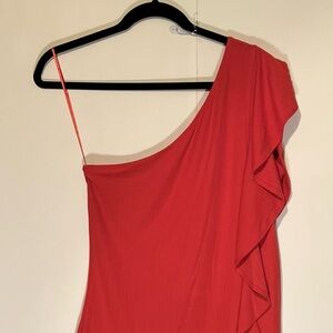 Nine West Coral Asymmetrical Ruffled Cocktail Dress